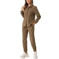 thumbnail image 4 of INSPIRE CHIC Women's 2 Piece Outf Casual Corduroy Tracksuit Long Sleeve Button Down Jacket Shirt and Pants Set with Pockets M Brown, 4 of 5