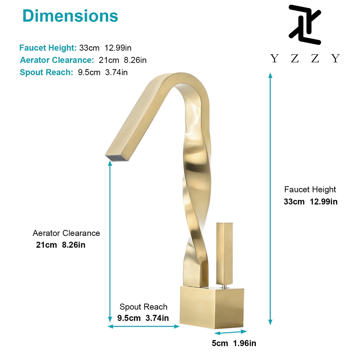 YZZY Bathroom Sink Faucet Single Hole Single Lever Basin Faucet Brushed Gold Lavatory Vanity Sink Faucet