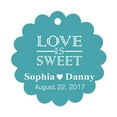 thumbnail image 1 of 100 PCS Love is Sweet Custom Made Scallop Edge Rong Hang Tags Personalized Wedding Party Favor Gift Tags, 1 of 1