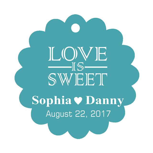 100 PCS Love is Sweet Custom Made Scallop Edge Rong Hang Tags Personalized Wedding Party Favor Gift Tags