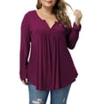 thumbnail image 5 of VERABENDI Women's Plus Size Tops Blouses Long Sleeve Button Up V-neck Tunic Shirts, M-4XL, 5 of 5