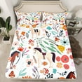thumbnail image 2 of Western Horse King Sheet Set,Mushroom Floral Sheets Cartoon Animal Bed Sheets Set,Watercolor Flowers Leaves Bedding Set Kawaii Room Decor, 2 of 5