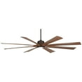 Possini Euro 80" Defender Outdoor Ceiling Fan With LED Light & Remote - Matte Black, Weathered Oak Blades, Damp Rated