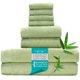 thumbnail image 1 of BedVoyage Juego de toallas de lujo de 8 piezas, 600 g/m², viscosa ultra suave derivada de bambú, toalla de baño súper absorbente, extra grande, 2 toallas de mano, 4 paños (salvia), 1 of 1