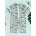 thumbnail image 2 of Suealasg Kids Boys One Piece Swimsuits Toddler Boys Short Sleeve Shark Print Rash Guard Swimwear Baby Boys Summer Romper Bathing Suit Beachwear 0-3 Years, 2 of 8