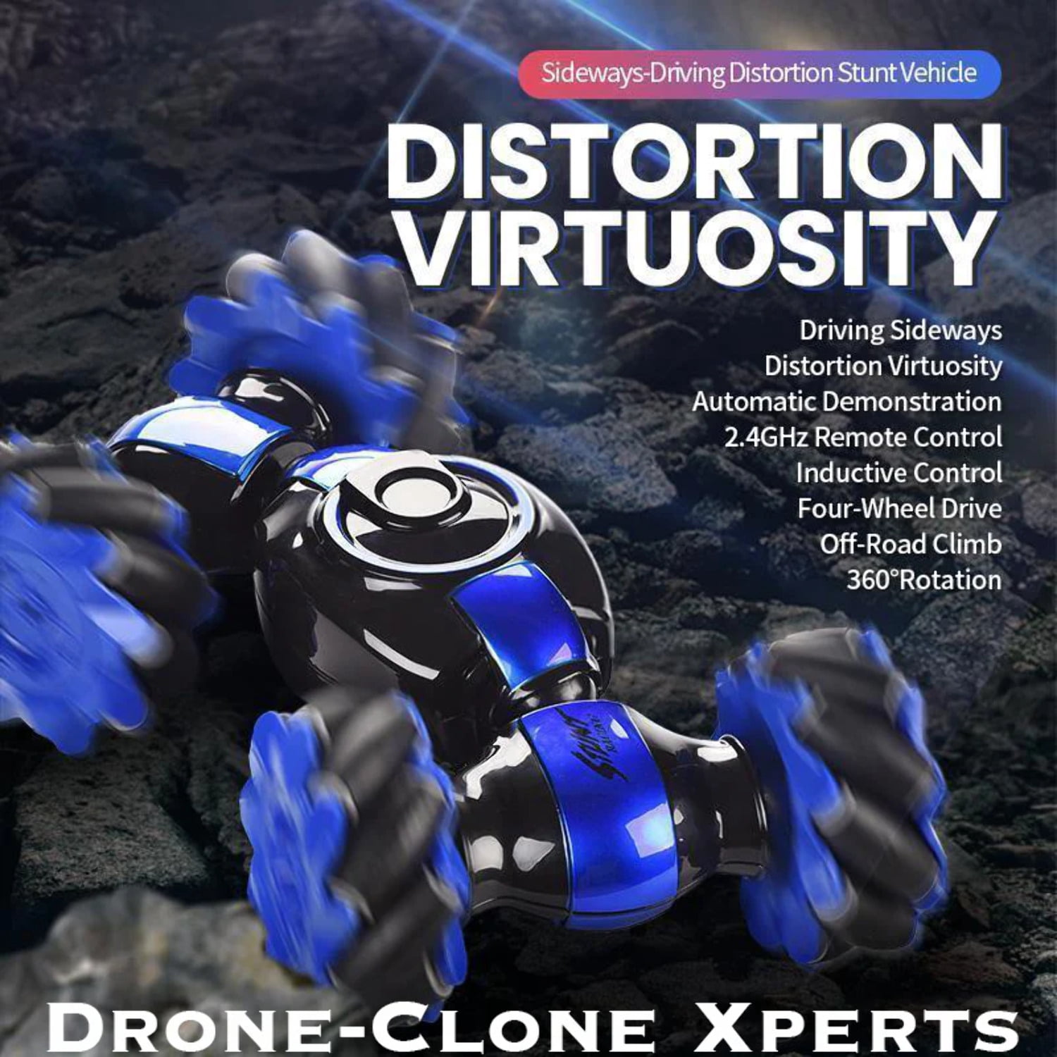 Remote Control Car, 4WD Off-Road RC Stunt Truck Toy 360° Rotation Drift Wheels Gesture Control Watch