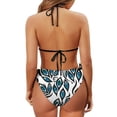 thumbnail image 6 of Uourmeti Peacock Feather Print Halter Tie Back Bikini Set - Sexy Two-Piece Triangle Swimsuit, Quick Dry & Stretch for Beach Vacation Pool Party, 6 of 9