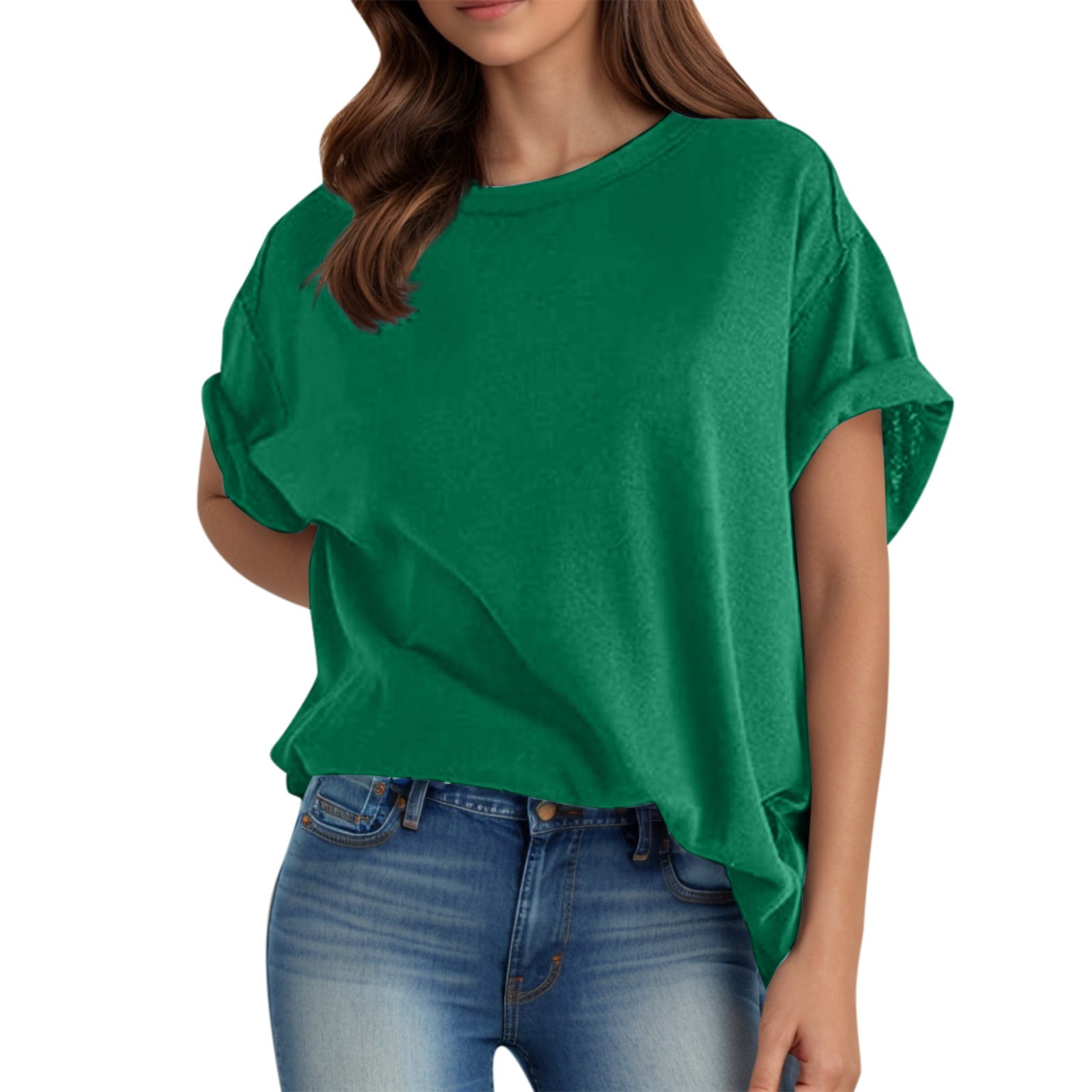 YOUSNH Womens Casual Spring Summer Solid Short Sleeve O Neck YOUSNH Womens Casual Spring Summer Solid Short Sleeve O Neck