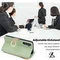 thumbnail image 5 of ELEHOLD for Samsung Galaxy A35 Flip Phone Case Cover with Crossbody Strap Luxury PU Leather Magnetic Zipper Pocket Heart Makeup Mirror Kickstand Shockproof  Case for Samsung Galaxy A35,Green, 5 of 8