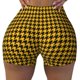 thumbnail image 2 of Fotbe Retro Yellow and Black Houndstooth Shorts Sin Costuras – Shorts Deportivos de Cintura Alta para Mujer, Elásticos para Gimnasio, Yoga, Running o Ciclismo-Medium, 2 of 8
