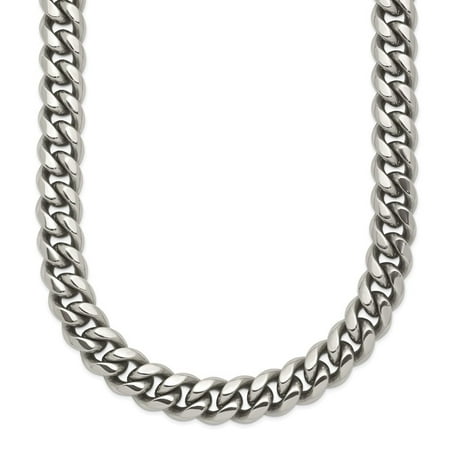 Diamond2Deal Stainless Steel Polished 8mm Curb Link Necklace for Men 24"