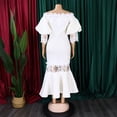 thumbnail image 6 of AURA Womens Off Shoulder Lace Fishtail Midi Dress High Waist Party Cocktail Zipper, 6 of 10