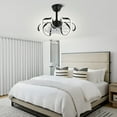 thumbnail image 2 of 20" Futuristic Modern Black Flush Mount Ceiling Fan with LED Light, Low Profile 6-Speed Smart APP Remote Control, 2 of 13
