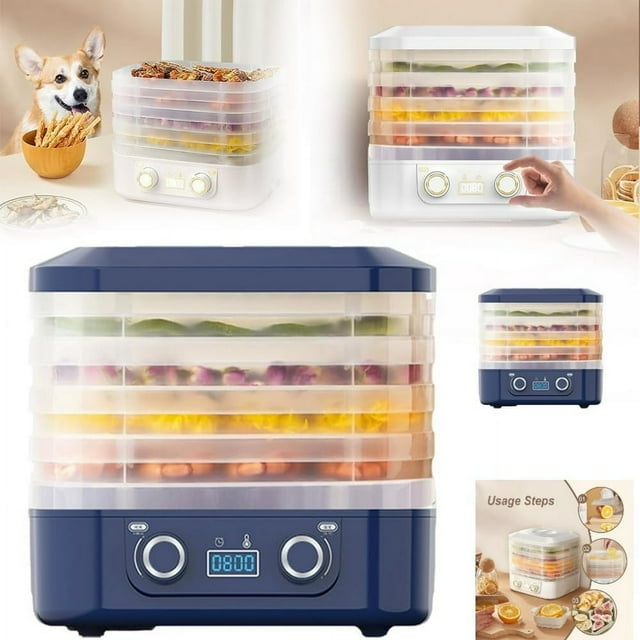 Estbridge Food Freeze Dryer Machine with 5 Trays for Home 2025 New Digital Adjustable Timer & Temperature Control Ideal for Fruits Meat Vegetables Candy & Snacks (Blue)