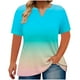 thumbnail image 1 of Mujeres Tops Casual V-Cuello Impreso Oversized Mangas Cortas Camiseta Top, Poliéster Verano Primavera, 1 of 5