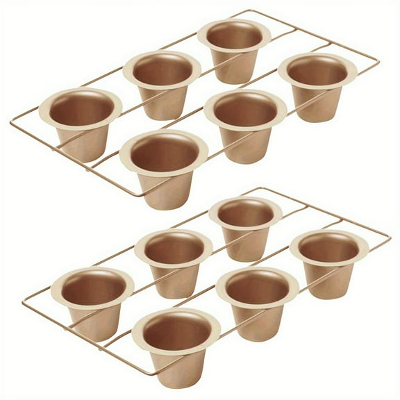 EXERAUO 2 Pack 6-Cup Popover Pan, Non-Stick Popover Pan for Baking , Ideal for Yorkshire Pudding, Muffins, and Popovers