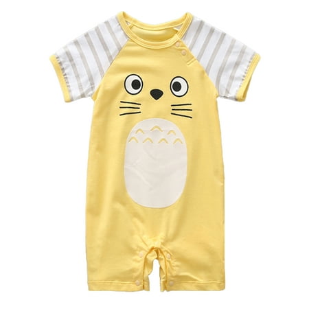 - stylesilove Adorable Unisex Baby Totoro Short Sleeve Cotton Romper (80/12-18 Months, Yellow)