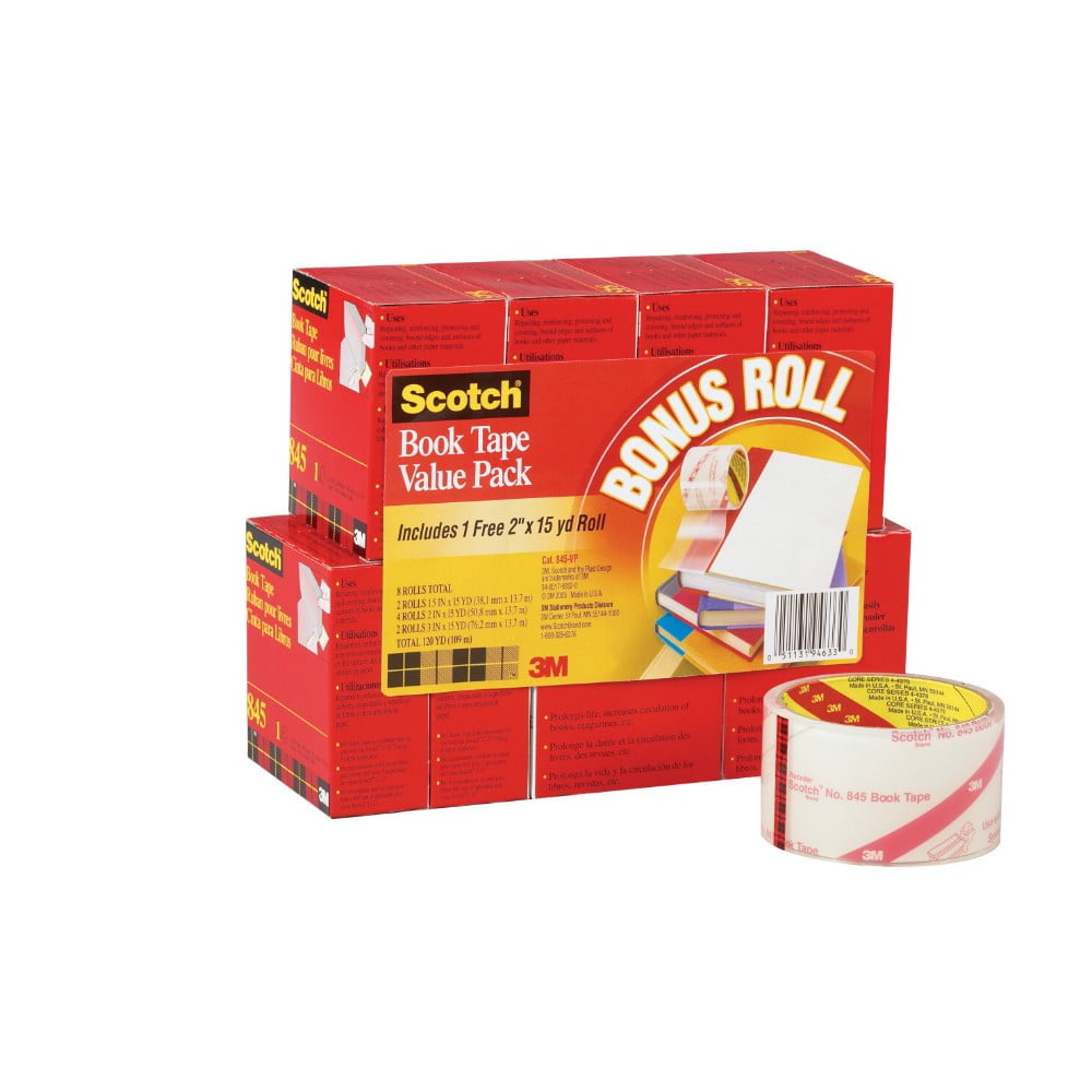 Scotch 086013 845 AcidFree Pressure Sensitive SelfAdhesive Book Tape