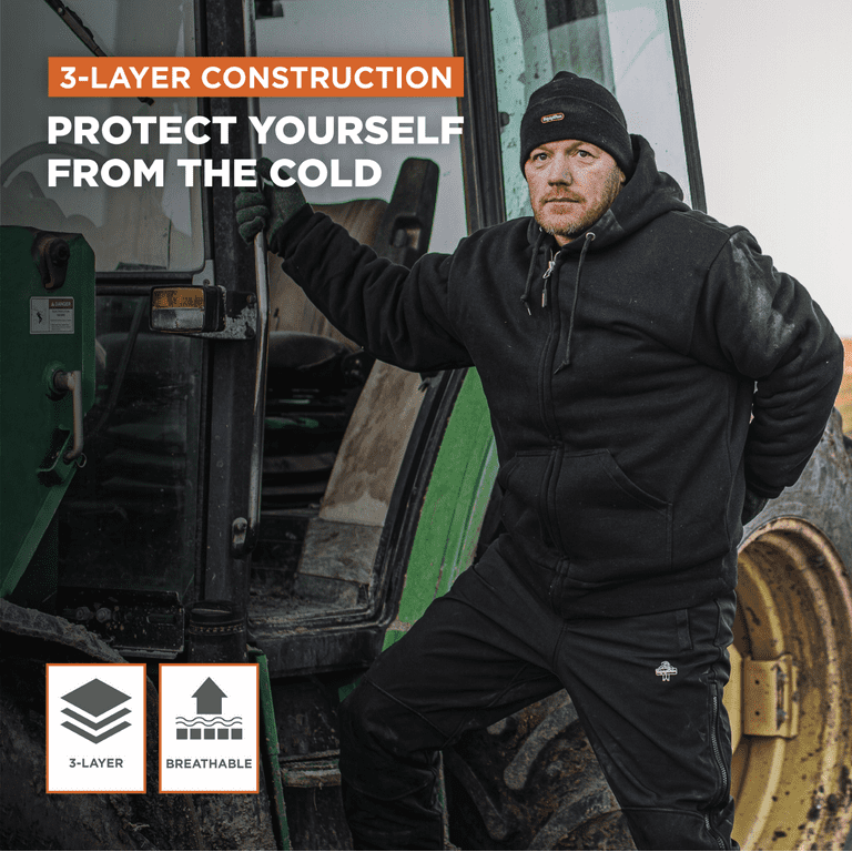 Refrigiwear Men's Jersey Lined Quilted Insulated Sweatshirt Hoodie (navy, Large