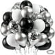 thumbnail image 1 of Globos de látex Bezente con confeti negro y plateado, 60 unidades, 30 cm, 1 of 8