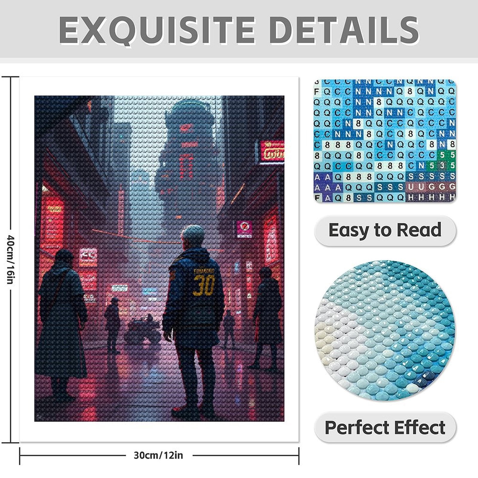 Diamond Art Kits for Adults - Cyberpunk Cityscape Print No.23 5D Frameless Dimond Painting Kit for Adults Beginner, Round Diamond Kits for Home Wall Decor, Gift for Women