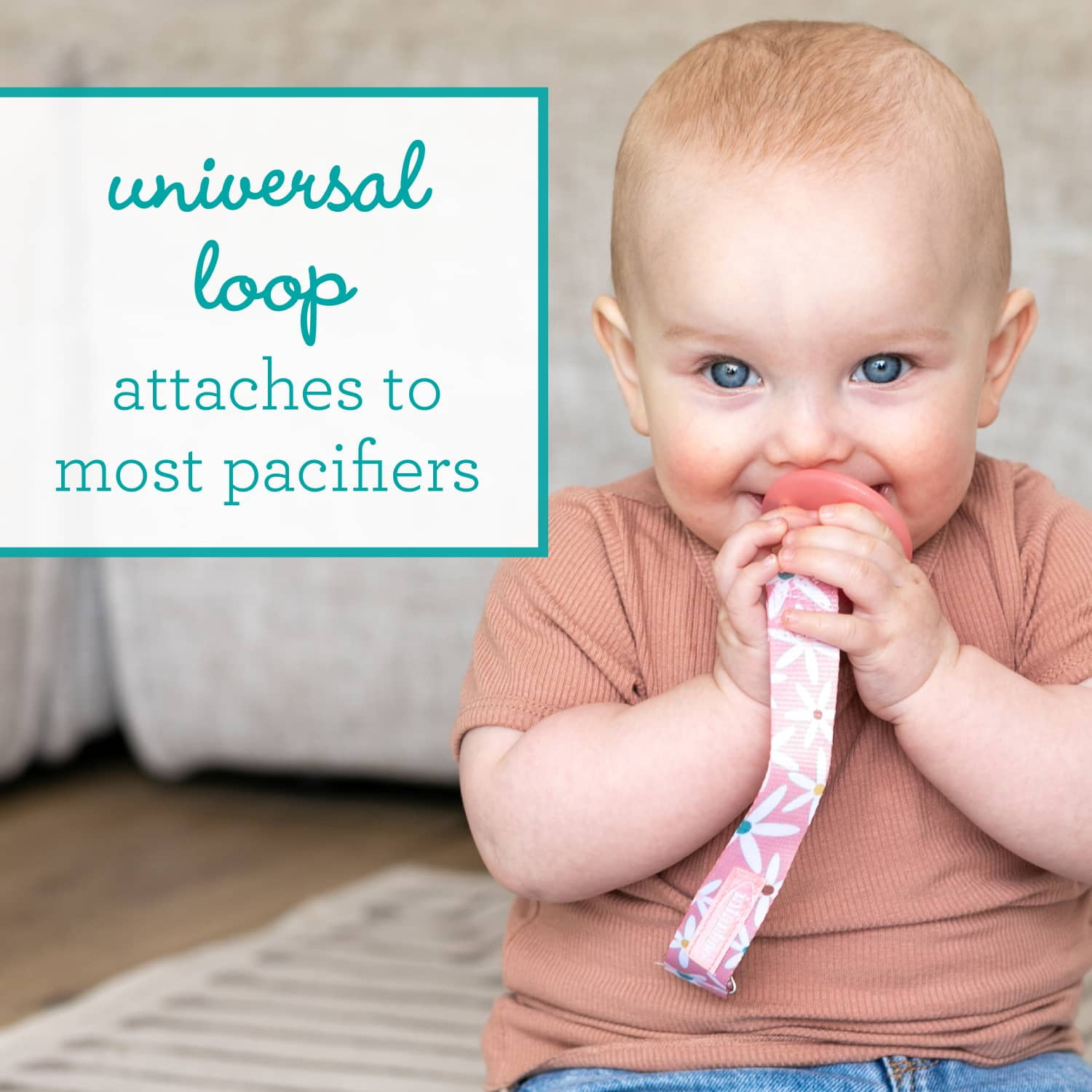 BooginHead PaciGrip by Infantino, Universal Pacifier Clips, Infant & Toddler Girls, Pink Daises, 2-Pack