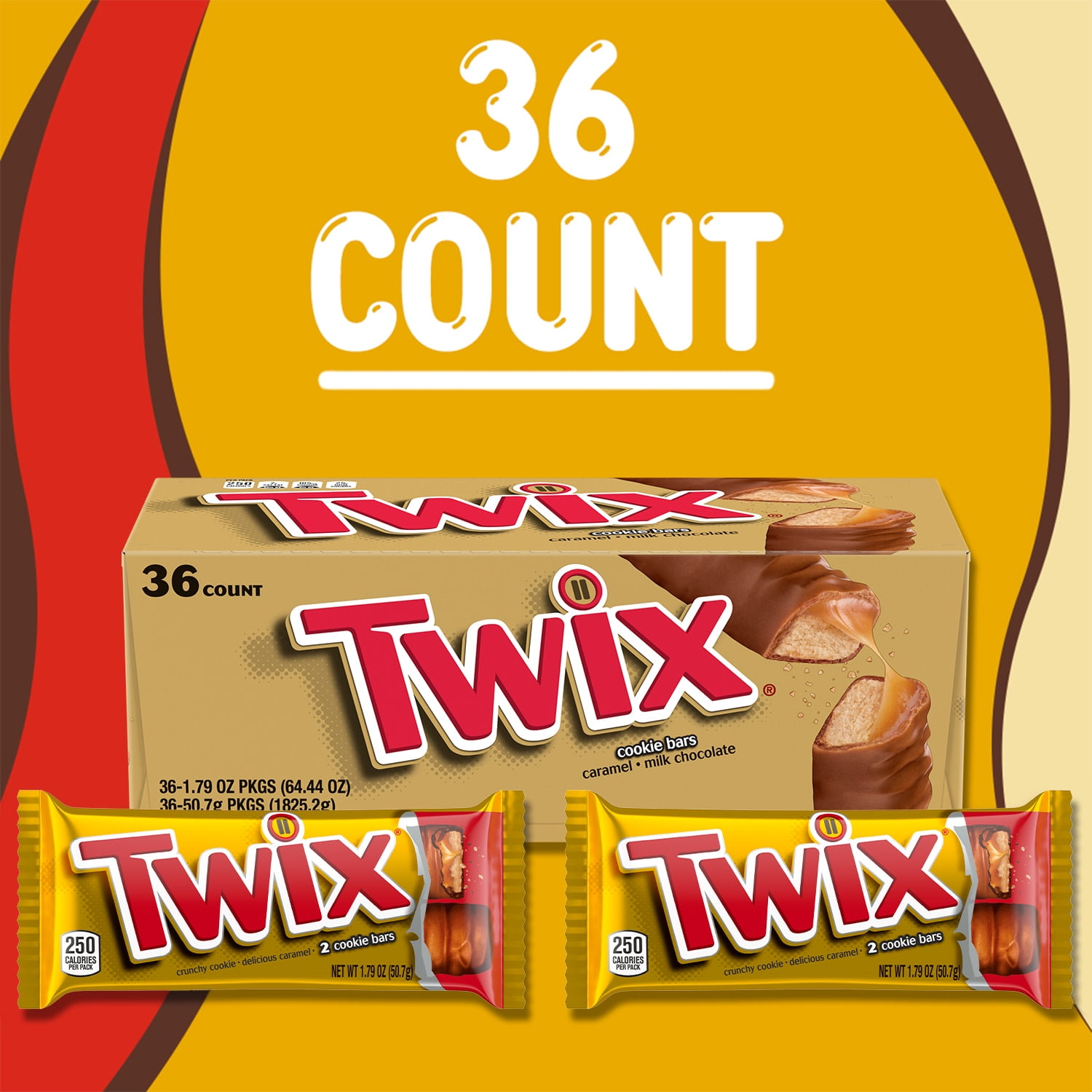 Twix Single Cookie Bars, 36 ct