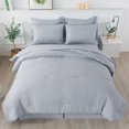 thumbnail image 1 of JML Twin Comforter Set,6 Piece Soft Cationic Dyeing Microfiber Bed in a Bag,Navy, 1 of 7