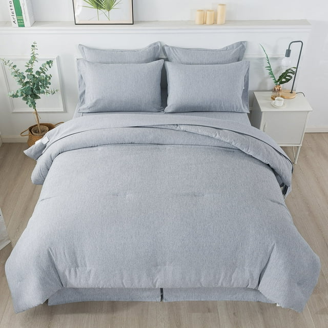 JML Ensemble de Couette Grand, Ensemble de Lit 8 Pcs en Microfibre Douce Teintée Cationique, Bleu Marine