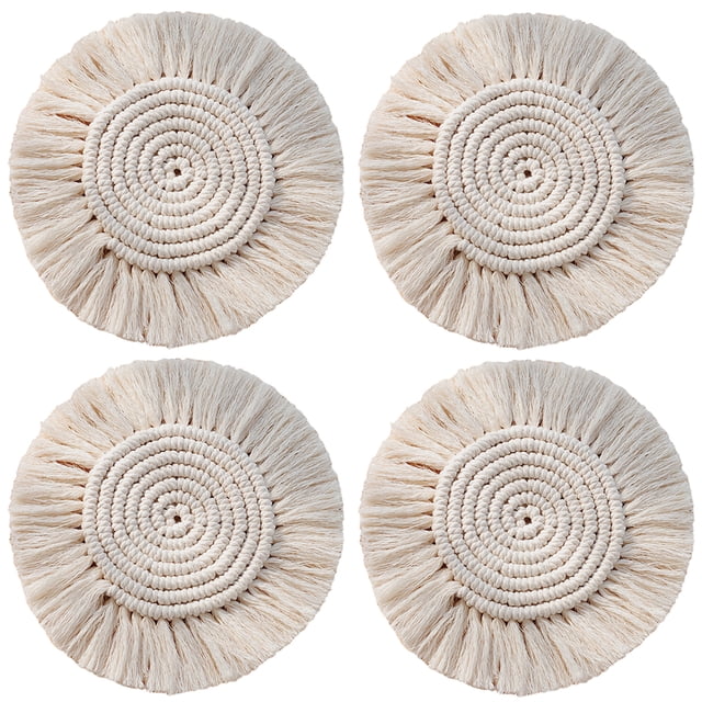 Borlas Posavasos De Macramé Hecho A Mano Mantel Individual Para Bebidas Decorativas De Estilo Bohemio Inevent HA045814-06