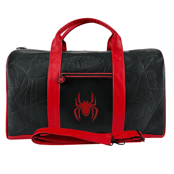 Marvel Miles Morales Faux Leather Duffle Bag with Detachable Shoulder Strap, Multiple Pockets, Travel & Sports Duffle Bag