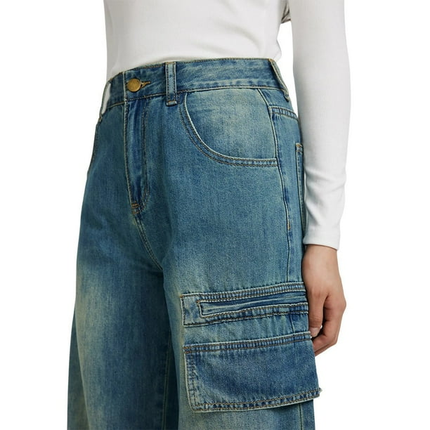 Nrmvnmi Cargo Jeans for Women High Waisted Wide Leg Jeans
