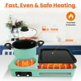 thumbnail image 4 of TeqHome 3 in 1 Electric Hot Pot with Grill 1600W Independent Temperature Control Smokeless Non-Stick Pot and Griddle for Korean BBQ Steaks Shabu Shabu and Noodles Fast Heating Green, 4 of 11