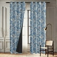 thumbnail image 4 of Vargottam Printed Blackout Curtains - Blue Botanical Design, Set of 2 Panels, 52 x 108 Inches - Room Darkening, Thermal Insulated Window/Door Drapes with Grommets, 4 of 9