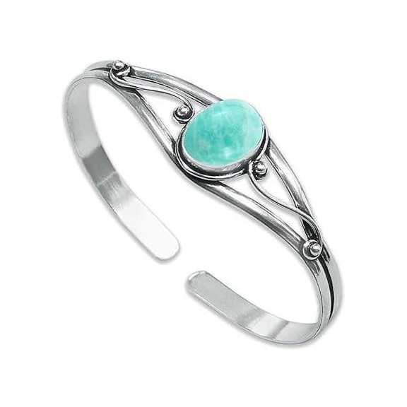 Silver Carats Lapis Lazuli Cuff Bracelet – 925 Sterling Silver, Handmade Bracelet for Women