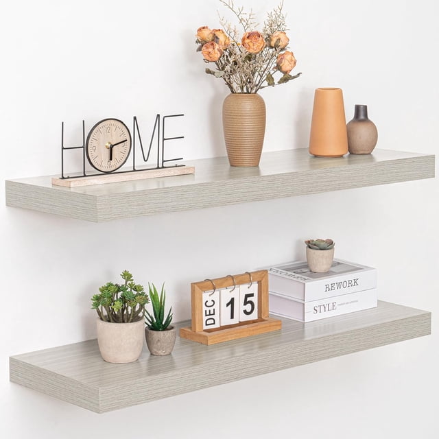 Floating Shelves Deep Floating Shelf Wall Mounted Wall Shelves Rustic Deep Bookshelf Extra Deeper & Thicker Display Shelves for Bedroom Living Room Set of