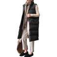 thumbnail image 2 of DHFJKG Quilted Padded Vest For Womens Sleeveless Snap Button Knee-Length Coat Jacket With Pockets Winter Versatile Outerwear, 2 of 9
