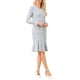 thumbnail image 4 of Vestido de cóctel elegante de mujer tipo sirena de manga larga de tweed, vestido ajustado L azul claro, 4 of 5