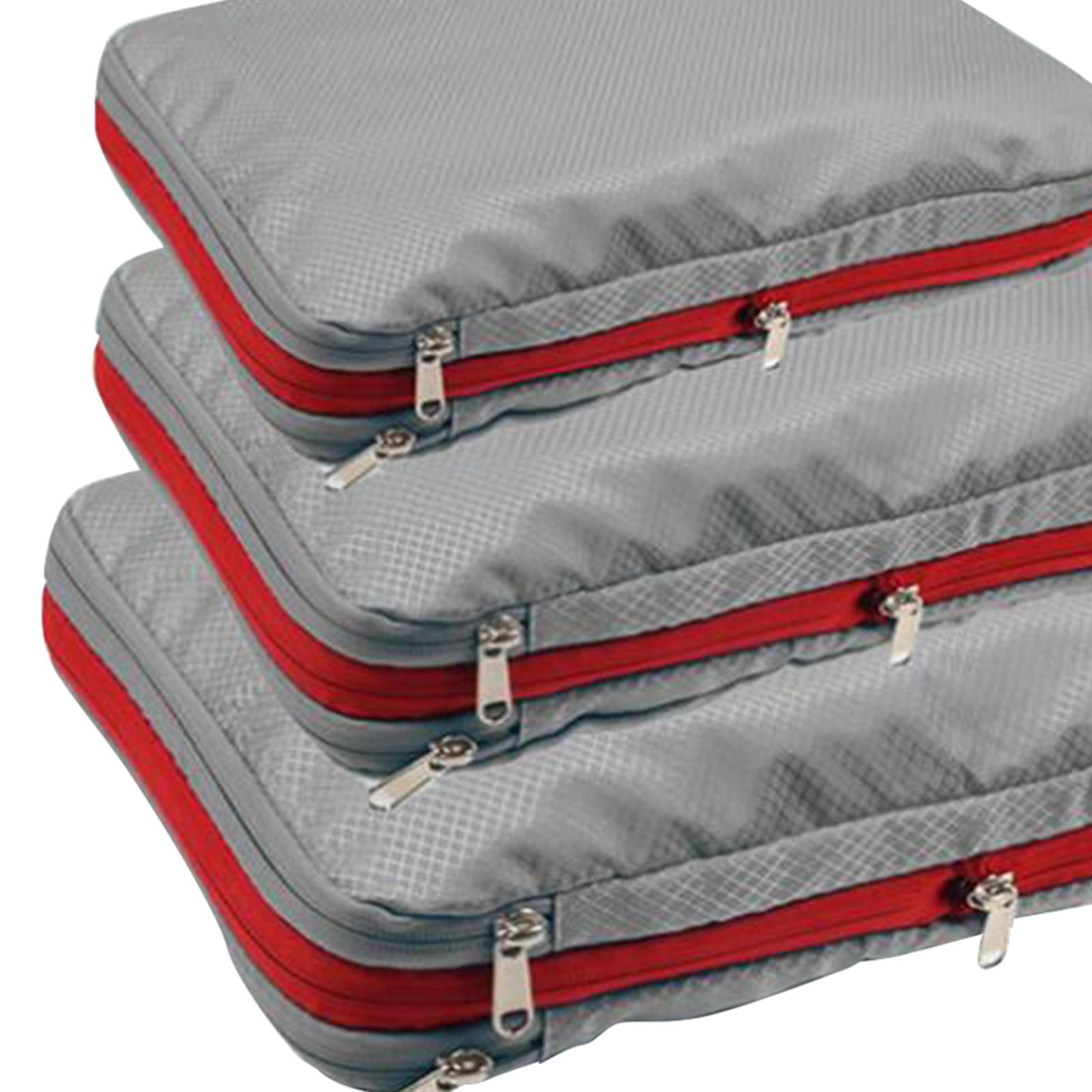 Fiocias 3 Pcs Compression Packing Cubes Waterproof Storage Bag Luggage Packing Organizer Gray