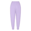 thumbnail image 5 of Lenpel Cargo Pants for Women Elastic High Waisted Drawstring Tapered Travel Hiking Pants Casual Athletic Joggers with Pockets, 5 of 7
