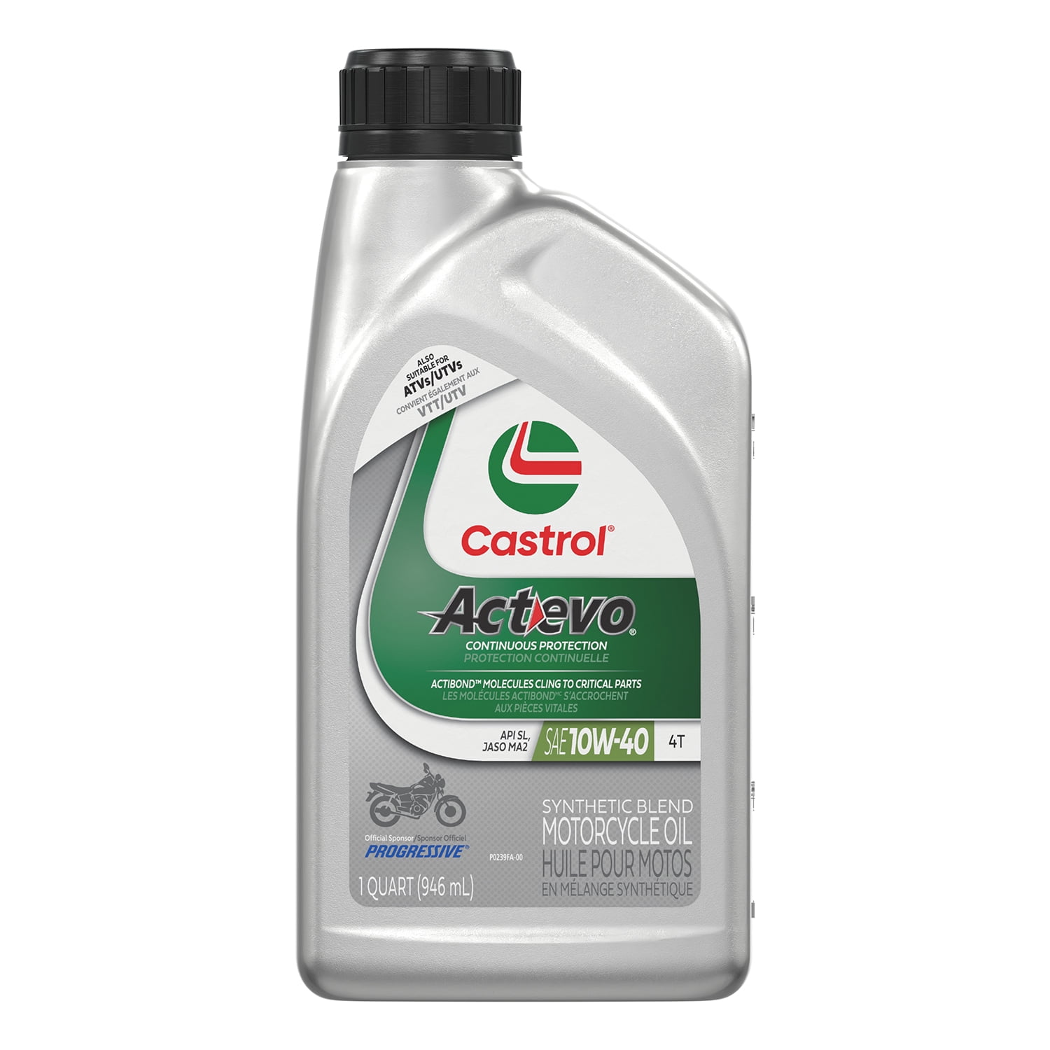 (2 pack) Castrol Actevo 4T 10W-40 Part Synthetic Motorcycle Oil, 1 Quart