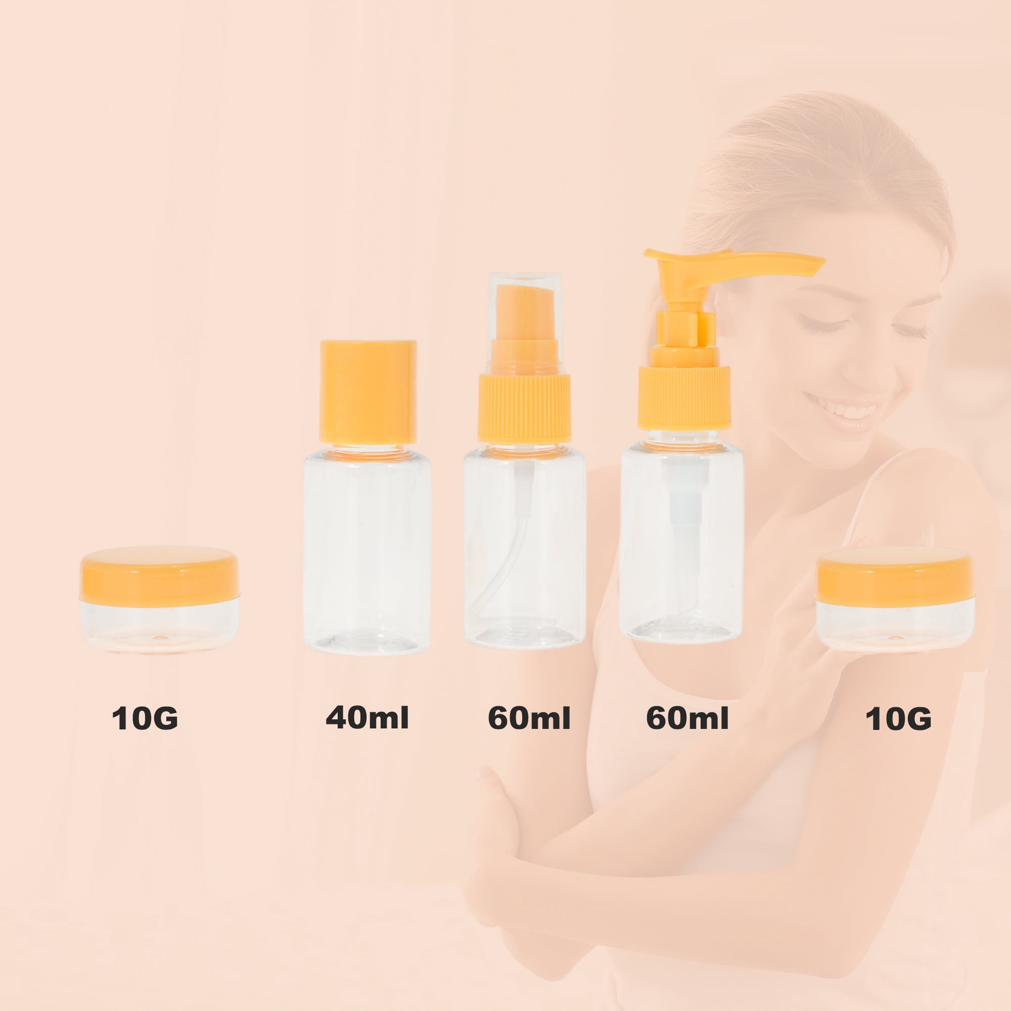 Unique Bargains Travel Container Set 7 Pc Orange
