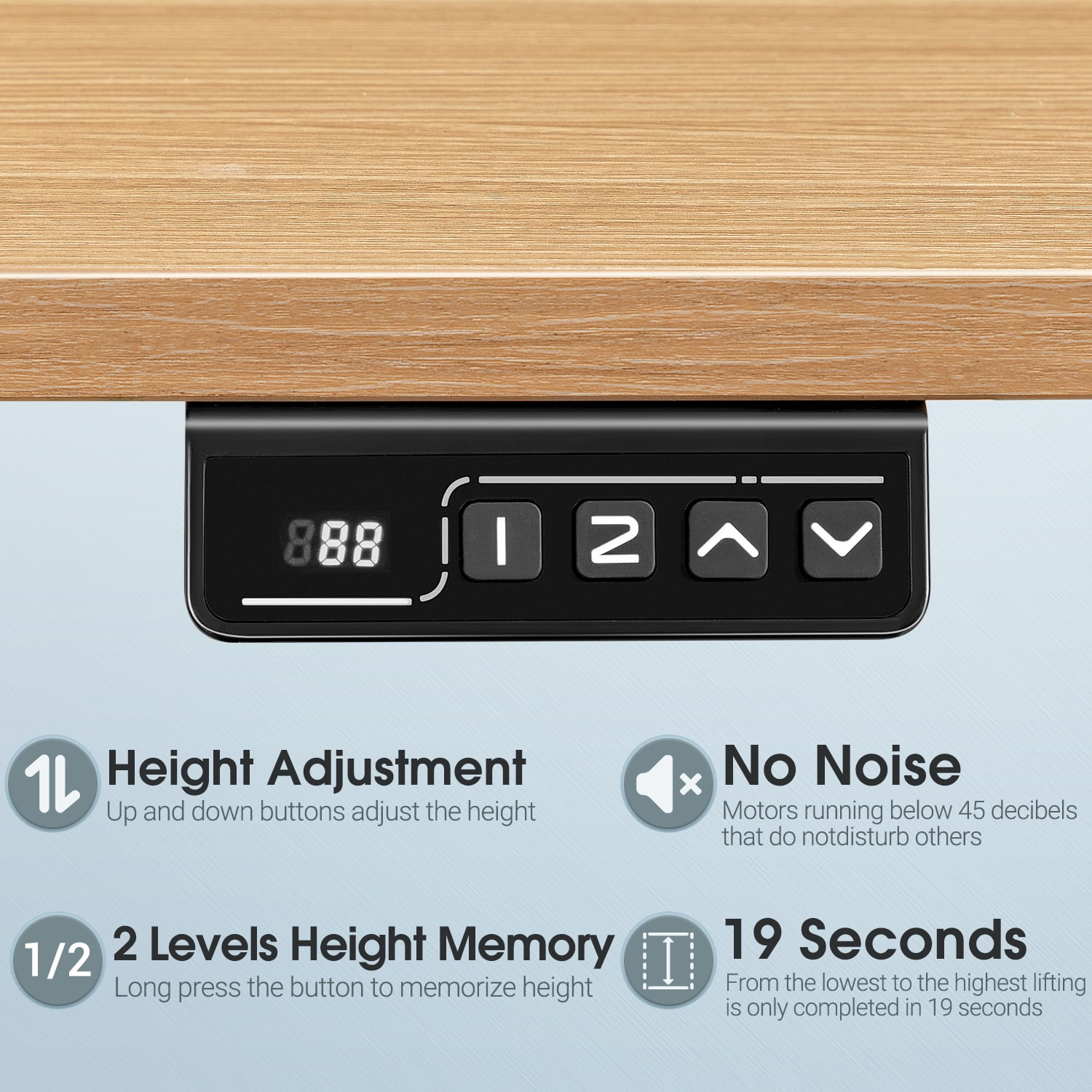 Homall 55" × 24" Electric Height Adjustable Standing Desk Home Office Computer Desk Memory Preset with T-Shaped Metal Bracket, White&Wood