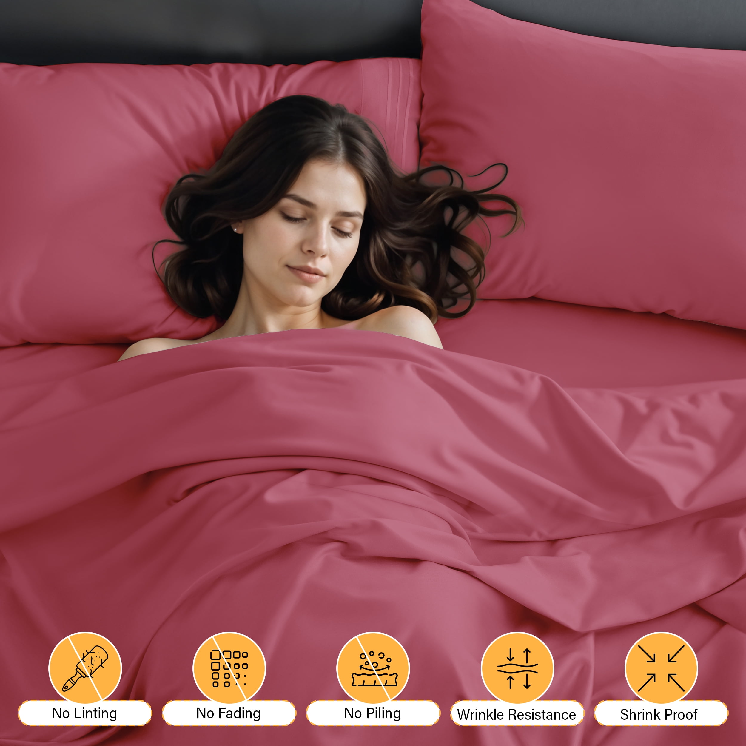 Lux Decor Full Size Sheet Set, 4-Piece Plain Soft Microfiber – Deep Pocket Full Bed Sheets, Includes 1 Fitted Sheet, 1 Flat Sheet, 2 Pillowcases, Burgundy