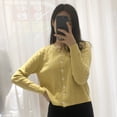 thumbnail image 2 of Spring Female Girl Sweater Portable Spring Autumn Portable Fashion Cardigan Coat Knitted Tops Long Sleeve Dressing Accessory for Office Travel Yellow, 2 of 9