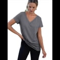 thumbnail image 1 of Camiseta Informal con Cuello en V para Mujer, Talla XXL, Gris, 1 of 8