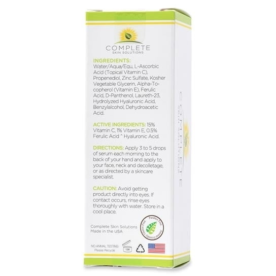 COMPLETE Skin Solutions Vitamin C + E Serum With Ferulic and Hyaluronic Acid (1 oz)