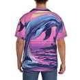 thumbnail image 3 of Yiaed Hawaiian Beach Dolphin Print Mens Casual Wrinkle Free Shirts Short Sleeve Button Down Summer Stretch Dress Shirt-Small, 3 of 5