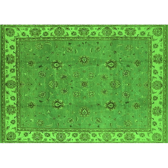 Ahgly Company Indoor Rectangle Oriental Green Traditional Area Rugs, 2' x 5'