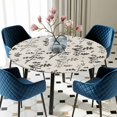 thumbnail image 5 of Elastic Fitted Round Tablecloth, Black Grey Botanical Waterproof Stretch Table Cover for 36"-44" Tables, Rustic Country Spring Floral Summer Leaf Washable Outdoor Tablecloths for Patio, Picnic, 5 of 9